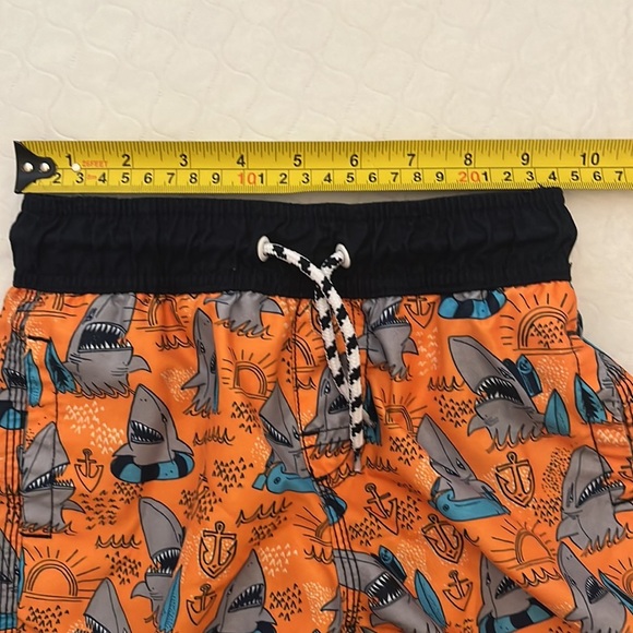 Gymboree shark print orange and blue multicolor lined swim trunks 4 - Picture 7 of 7